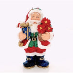 Vintage Sparkles Jolly Santa 3D Musical Ornament Hand Painted Collectible NIB