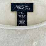 Jones New York Signature Women’s Ivory Cotton Sequin Sweater Top XL VG