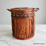 Mid 20th Century Chinese Rattan Wedding Basket Picnic Basket Wicker Vintage Box