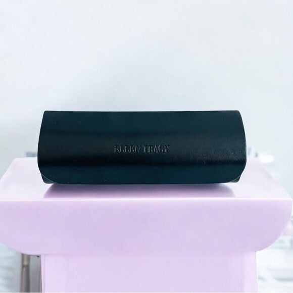 ELLEN TRACY Hard Shell Sunglasses Case Black 6" Hinged Eyeglass Box VG