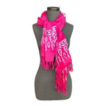 Hawaiian Tropical Sarong Pink White Floral Wrap Scarf Shawl Beach CoverUp Fringe