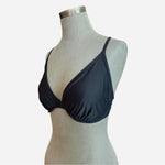 WINGS Black Nylon Spandex DD Cup Drawstring Swim Bra Top Womens Swimwear VG