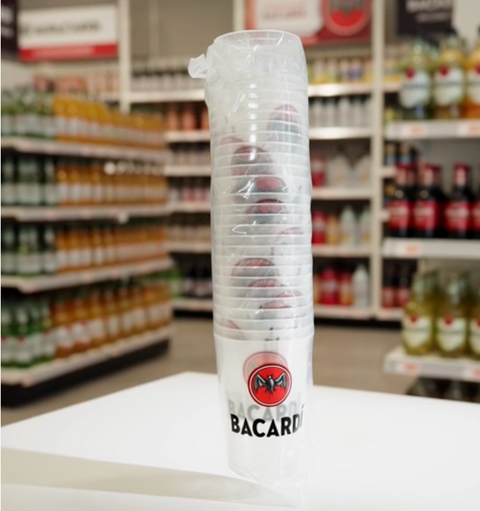 Bacardi Rum Bat Logo Promotional Plastic Party Cups Set of 25 New