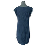 Gap Women's Denim Blue Shift Dress M 100% Cotton Roll Tab Sleeve Pockets VG