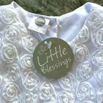 Little Blessings Baby Girl White Sheer Tulle Dress Rose Embroidered Princess NWT