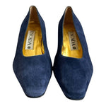 Vintage ESCADA Blue Suede Silver Heel Pumps Women’s Size 37 Italy 1990s