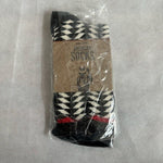 2 Pair MADE HERE Classic Crew Black White Zig Zag Cotton Unisex Socks Sz S/M NWT