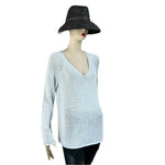 H&M Light Blue Drop Shoulder V-Neck Pullover Sweater Womens Sz Medium VG