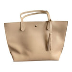Hoxis Women’s Minimalist Vegan Leather Tote Handbag with Wallet Beige NWOT
