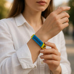 Ukrainian Silicone Wrist Band Blue Yellow Tryzub Rubber Bracelet One Size New