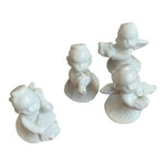 Set 4 White Ceramic Angel Musician Figurines 3" Handmade Christmas Tabletop EXC