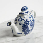 Vintage Blue White Porcelain Elephant Teapot Floral Face Detail Chinese Mark 8x6