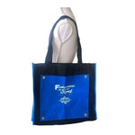 Edwing D’Angelo Blue Black Cotton Canvas Shoulder Tote Bag Designer Fabric Bag