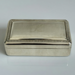Silver Plated Jewelry Box Monogram K Textured Lid Grey Velvet Mirror Ring Holder