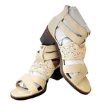 AVENUE CLOUDWALKERS Abby Beige Crochet Block Heel Sandals Size 9M NIB