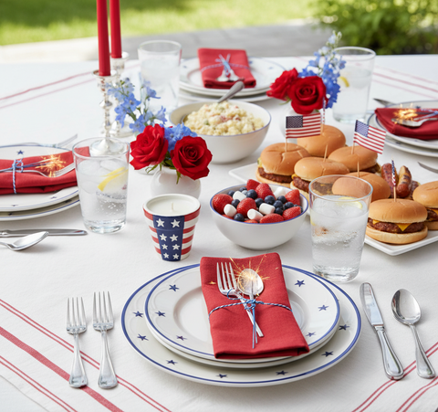 Patriotic Ceramic Flower Pot Candles American Flag Set of 2 New Patriotic
