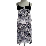 ARBER 100% Silk Gray Black Floral Sleeveless Top Skirt Suit Set Sz M Good Cond