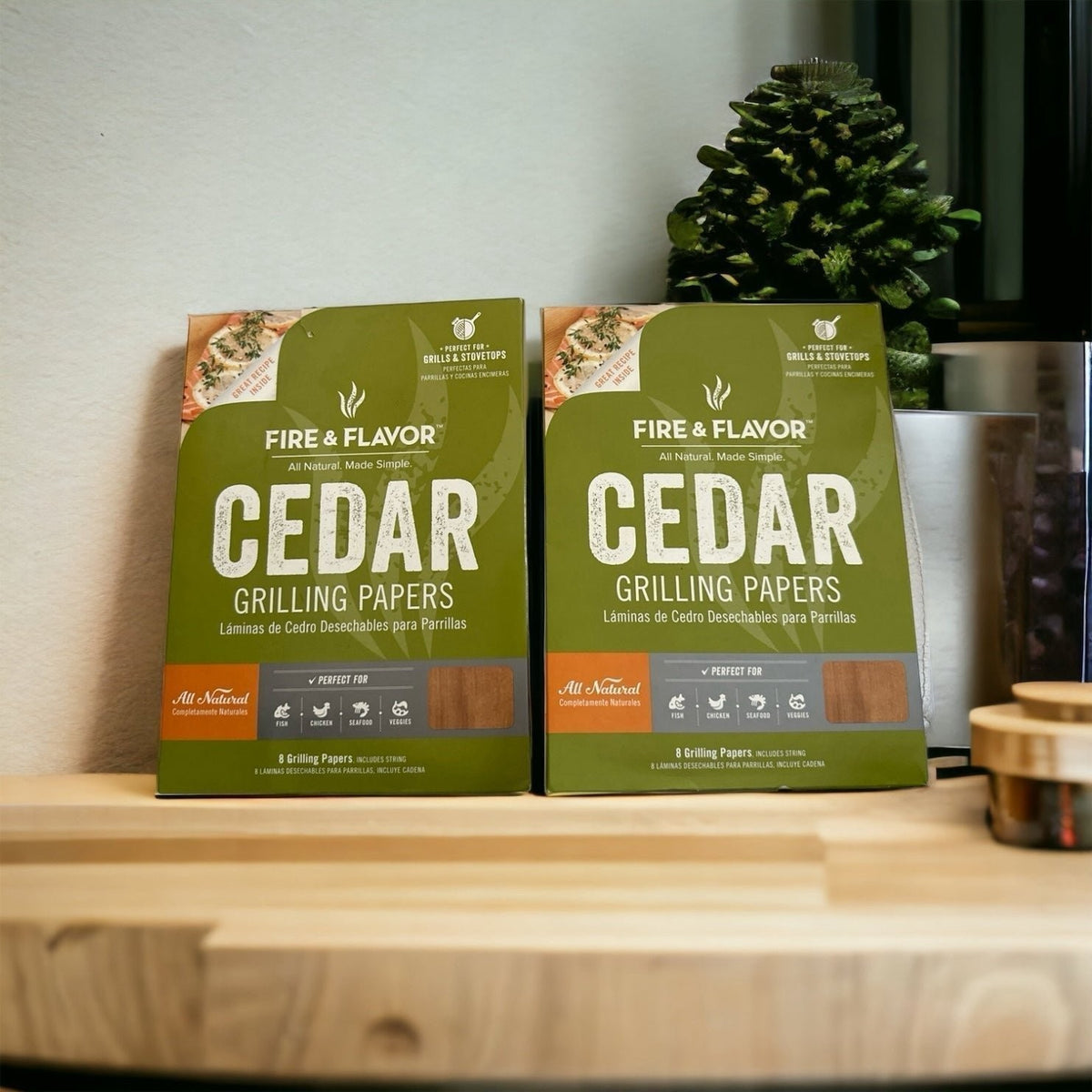 Fire & Flavor Cedar Grilling Paper 2 Pack NIB 16 Sheets Total Indoor Outdoor BBQ