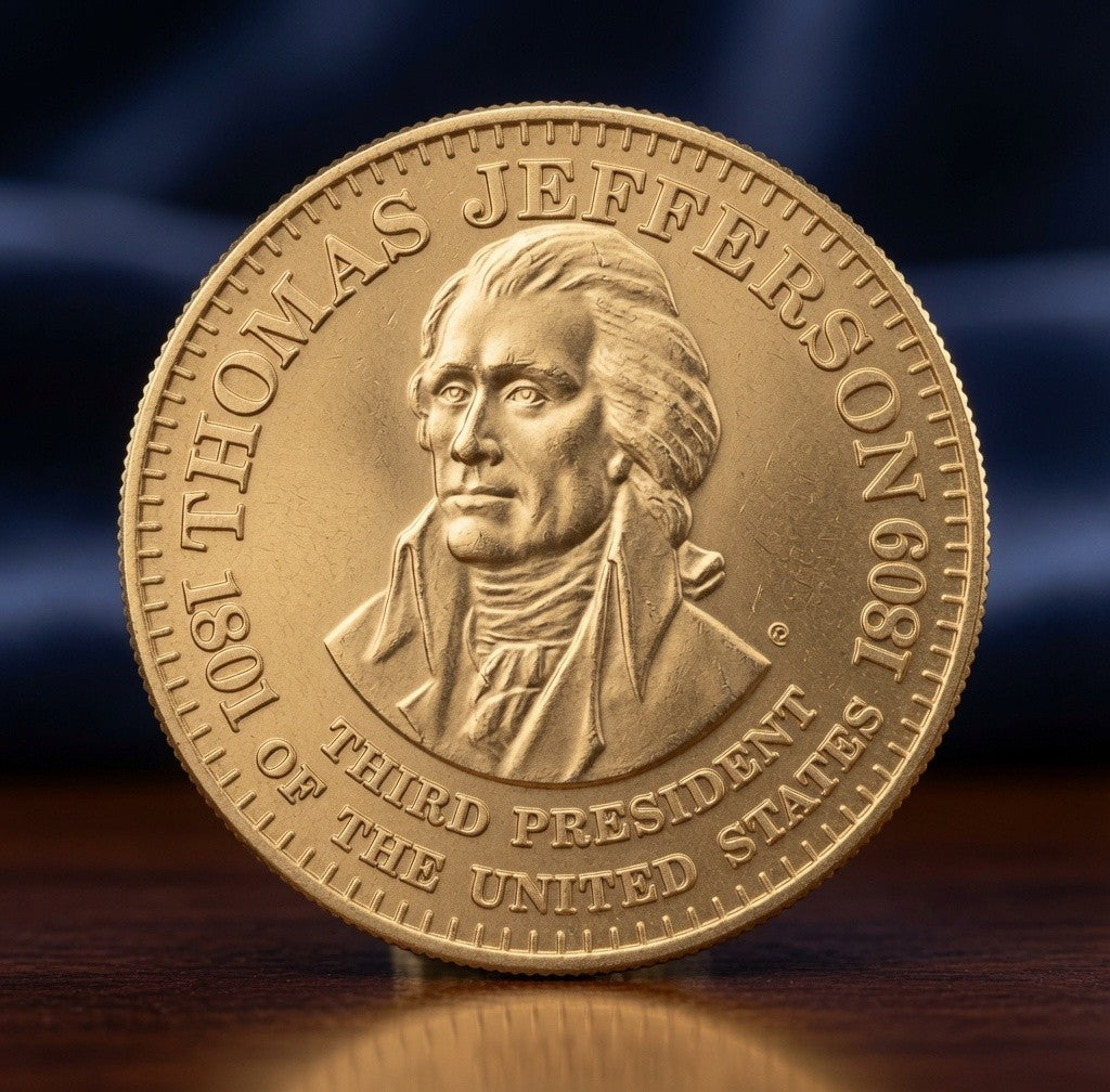 Thomas Jefferson 3rd President 1801-1809 Brass Commemorative Medal Token Coin