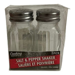 Cooking Concepts Glass Salt Pepper Shaker Set Metal Tops 3.5" Kitchen Tableware