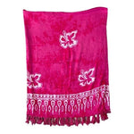Hawaiian Tropical Sarong Pink White Floral Wrap Scarf Shawl Beach CoverUp Fringe