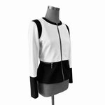 Ivanka Trump Women’s Black White Colorblock Blazer Zip Front Size 4 VG