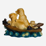 Puppies Figurine Golden Retrievers in Boat 6” Multicolored Resin Dog Statue VG