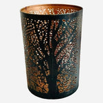 Noah's Ark Copper Plated Metal Lantern Candle Holder 5.75" Forest Openwork India