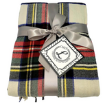 Chef L Home Kitchen Red Ivory Blue Plaid Throw Blanket 60"x50" Tassels NIB