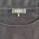 DKNY Women's Black Lace Trim Long Sleeve Sweater M Wool Blend Crew Neck VG