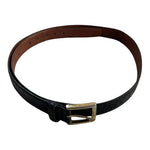 Men’s Belt JOS. A. BANK Black Croco Pattern Genuine Italian Leather Gold Buckle