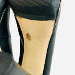 FABIANI Italy Black Leather Crystal Stiletto Heels Platform Pumps Designer Shoes