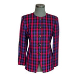 First Editions Plaid Blazer Pink Blue Purple Women’s Button Front Jacket 8P NWT