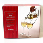 Brookstone Chrome Wine Holder Serving Arc Bottle Cradle Decanter Stand NIB