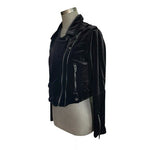 BlankNYC Anthropologie Black Velvet Moto Jacket M Zip Front Biker Crushed