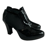 EMPORIO ARMANI Black Patent Leather Chelsea Ankle Boots Size 8-8.5