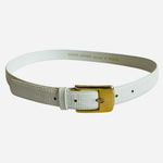 Karen Scott Women’s White Croco Pattern Leather Belt Gold Buckle Medium