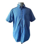 Angelo Litrico Men's Blue Grey Stripe Button Front Shirt 2XL Cotton Short Sleeve