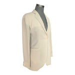 EMPORIO ARMANI Womens Blazer 40 Beige Single Button Mesh Texturd Jacket Designer