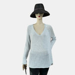 H&M Light Blue Drop Shoulder V-Neck Pullover Sweater Womens Sz Medium VG