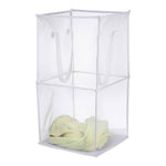 White Collapsible Mesh Laundry Hamper Foldable Polyester Bag with Handles VG