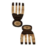 Set 2 Bamboo Wood Salad Serving Hands Natural Grabbers Forks Handcrafted NWOT