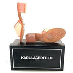 NIB KARL LAGERFELD Paris Coral Transparent Slip-On Block Heel Sandals Size 6
