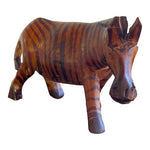 African Hand Carved Wood Zebra Statue 7"x4.25" Figurine Art Decor Imported VG