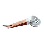 Measuring Cups Spoons Set 8 Piece Copper Handle Marble White Grey Kitchen NIB
