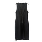 Black Swan Women’s Black Tuxedo Bodycon Midi Dress Deep V Size S