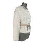Maria Grazia Severi Wool Blend Blazer Beige Brown Bow Detail Jacket IT 44 US M