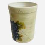 Tabletops Unlimited Cabernet Hand Painted Ceramic Utensil Holder Vase 8" Signed