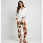 Chico’s Floral Utility Cargo Ankle Pants Tie Belt Size 2 L/12 Tencel Boho Pants