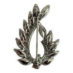 Women's Silver Tone White Pearl Crystal Brooch Pin 2"x1.5" Costume Jewelry